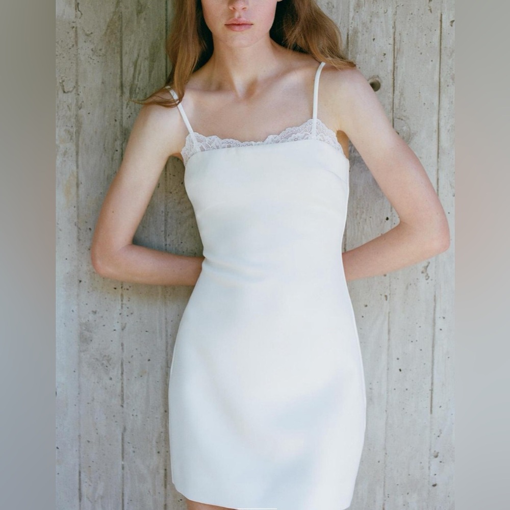 Zara Lace Trim Fitted Dress NWT M 3067/349